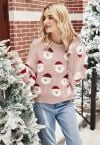 Fuzzy Santa Claus Knit Top in Pink