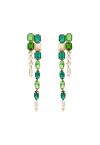 Connecting Emerald Gem Long Dangle Earrings