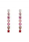 Ombre Rectangle Crystal Earrings in Pink