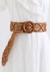 Boho Rattan Braided Belt in Caramel