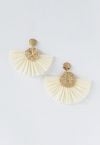 Circle Rattan Raffia Tassel Earrings