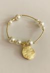 Head Embossed Pearl Gold Bracelet