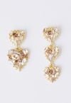 Asymmetric Golden Heart Crystal Earrings