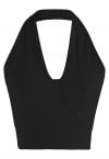 U-Shape Halter Neck Breathable Bra Top in Black