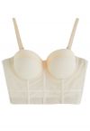 Solid Color Underwire Bustier Crop Top in Cream