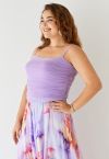 Ruched Mesh Cami Top in Lilac