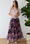 Gorgeous Pink Floral Watercolor Chiffon Maxi Skirt