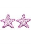 Starfish Hollow Out Zircon Earrings in Purple