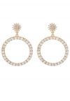 Hollow Out Circle Rhinestone Earrings in Gold