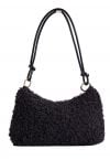 Double String Soft Lambswool Shoulder Bag in Black