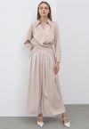 Fanciful Pleats Wide-Leg Pants in Blush