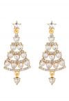 Full Rhinestone Christmas Tree Earrings in Gold