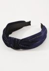 Monochromatic Knotted Velvet Headband in Navy