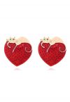 Lazy Cat Heart Rhinestone Earrings