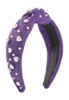 Rhinestone Pearl Knotted Headband in Purple