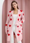 Love Embrace Open Front Knit Cardigan in Pink