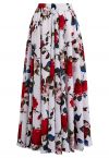 Enthralling Rose Printed Chiffon Maxi Skirt