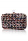 Noble Colored Fringe Tweed Clutch