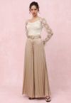 O-Ring Belt Pleated Wide-Leg Pants in Coral