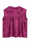 Raw Detail 3D Floral Sleeveless Dolly Top in Magenta