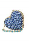 Rhinestone Mini Heart Shoulder Bag in Blue