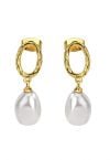 Golden Oval Irregular Pearl Drop Earrings