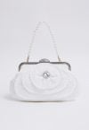 Rhinestone Camellia Pearl Chain Clutch