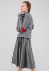 Heart and Soul Patched Knit Sweater in Grey