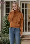 Grid Turtleneck Sweater in Pumpkin