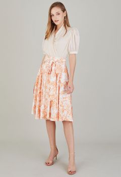 Sunny Delight Blossom Tie Waist Midi Skirt