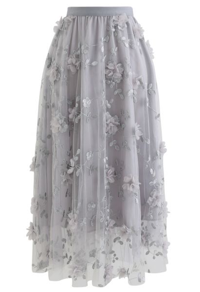 Amore Tulle Midi Skirt in Pink