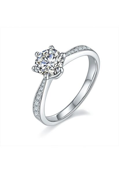 Crown Edge Moissanite Diamond Ring