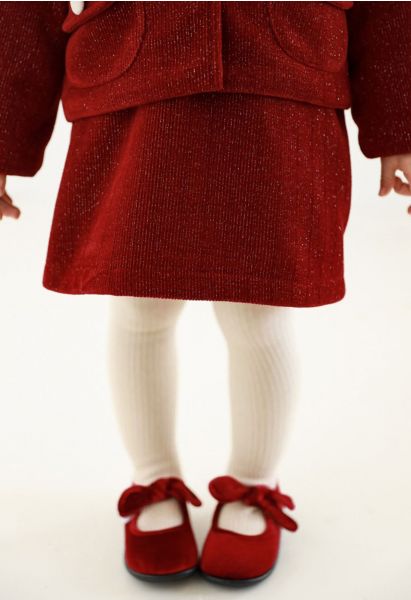 Glimmer Solid Color Mini Skirt For Kids