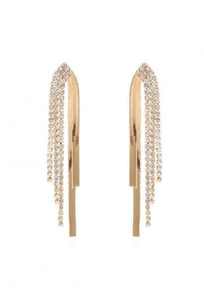 Luxury Diamond Trim Drop Earrings in Gold