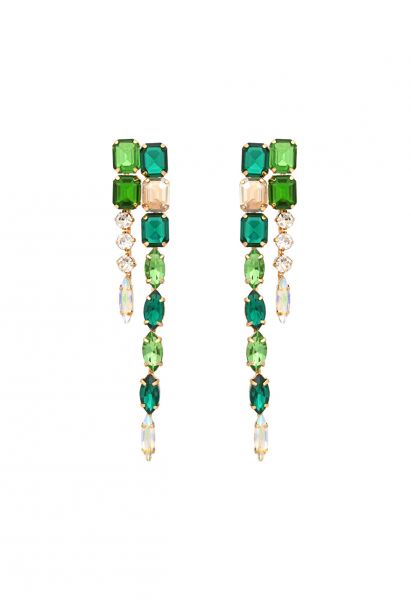 Connecting Emerald Gem Long Dangle Earrings