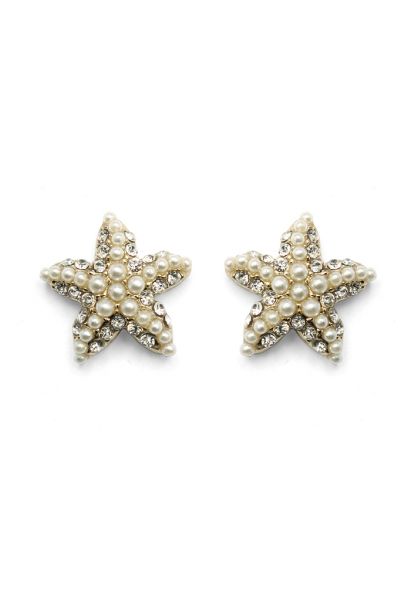 Crystal Pearl Beads Starfish Earrings