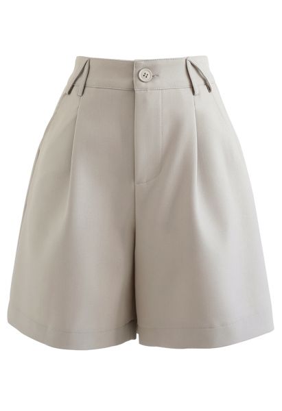 Triangle Belt Loop Textured Shorts in Sand