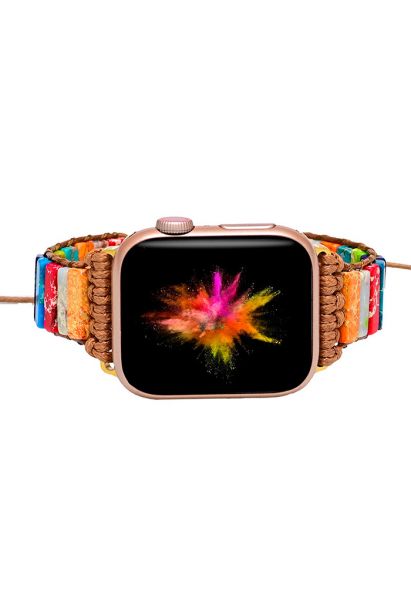 Glaring Rainbow Natural Stone Weave Watch Strap