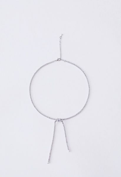 Full Diamond Knotted Clavicle Necklace
