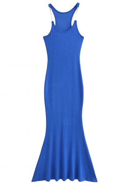 Transparent Straps Mermaid Cami Dress in Blue