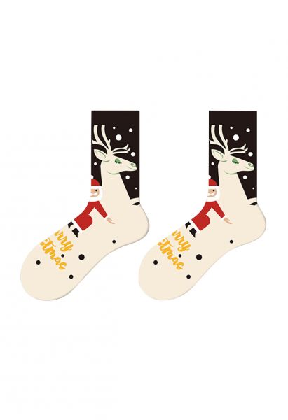 Merry Christmas Crew Socks in Black