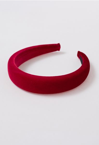 Sleeky Velvet Sponge Headband in Red