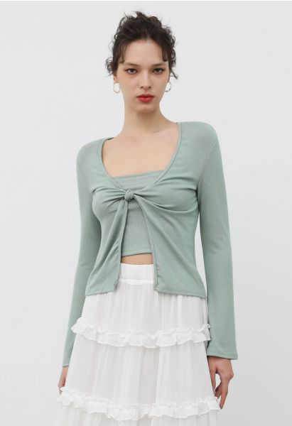 Knotted Front Two-Piece Top in Mint