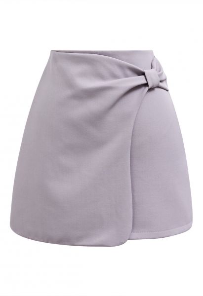 Graceful Bowknot Flap Mini Skirt in Lilac