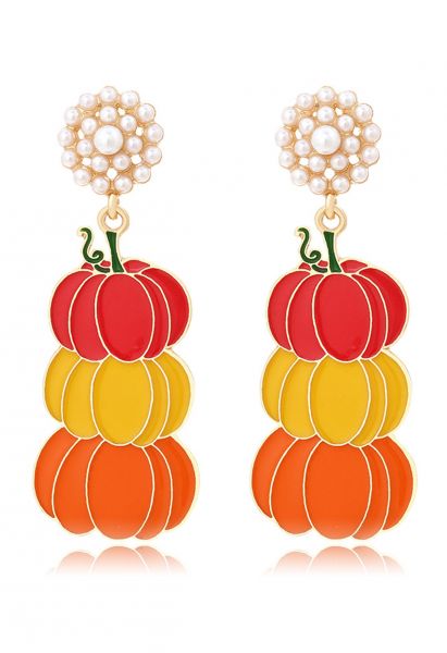 Multi-Color Pumpkin Pearly Earrings