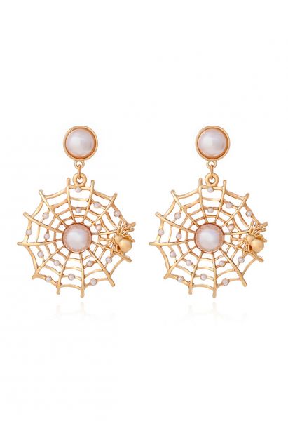 Spider Web Pearl Earrings