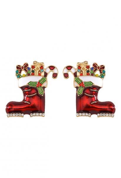 Festive Ornament Christmas Boot Earrings