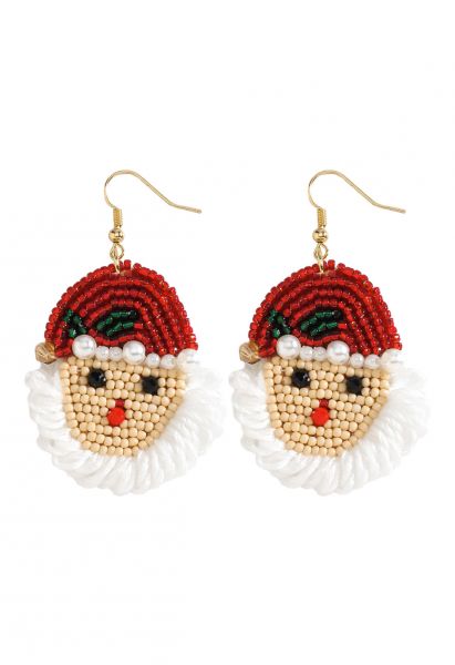 Jolly Santa Claus Beaded Hook Earrings