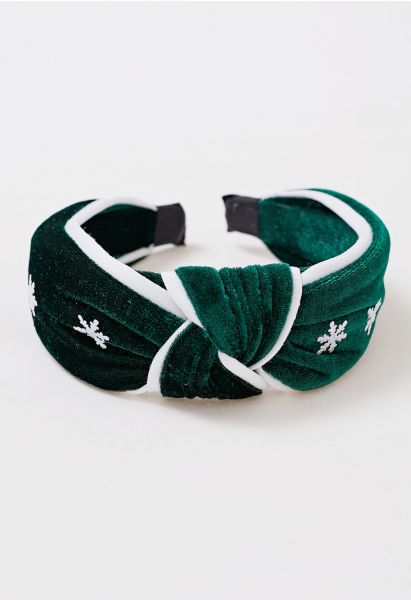 Contrast Snowflake Velvet Knotted Headband