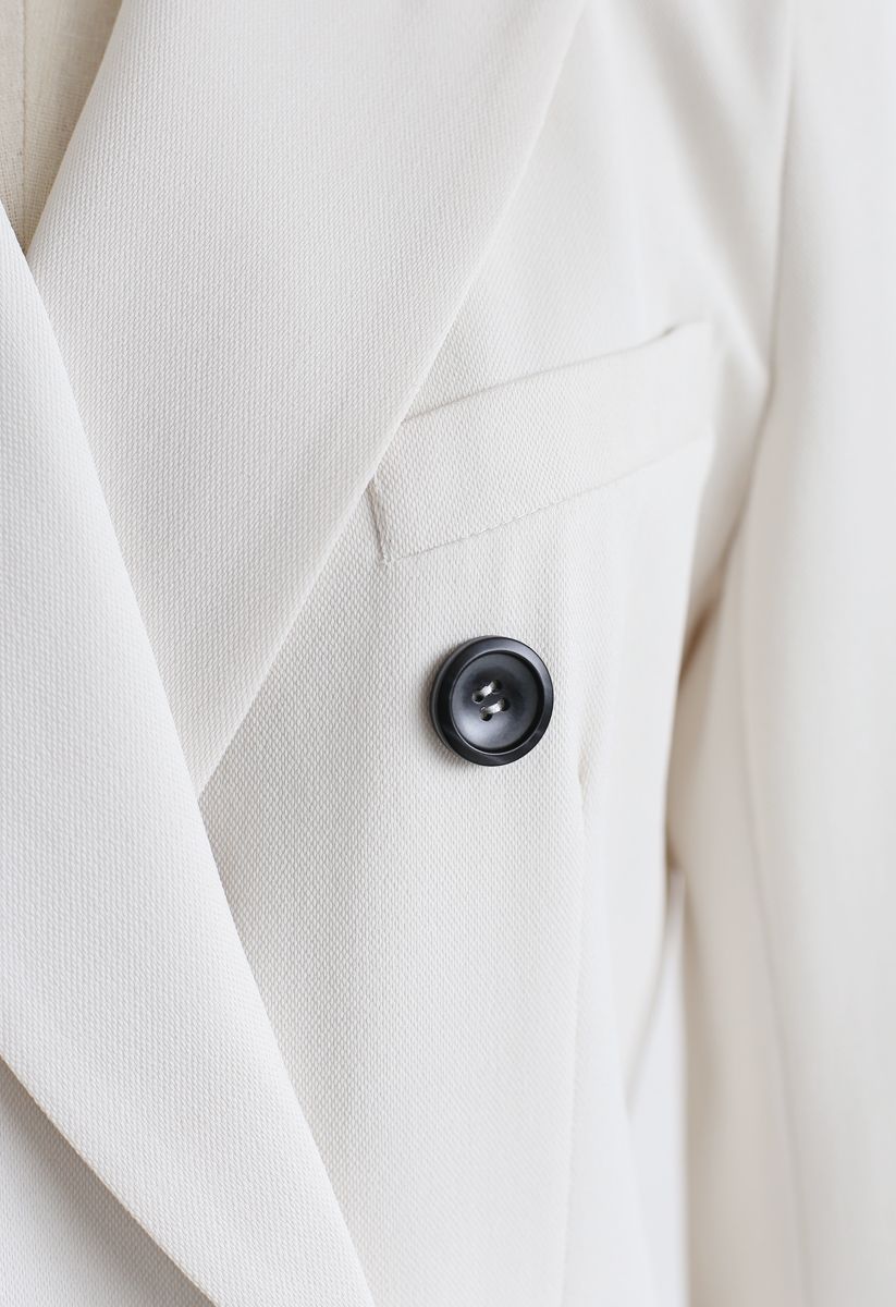 Double-Breasted Pockets Blazer in Ivory